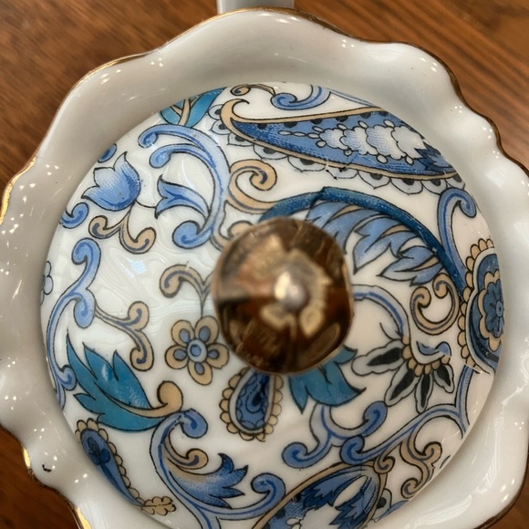 Vintage MCM Lefton 5pc Blue Paisley Design w/Gold Trim Bone China Tea Set - Picture 15 of 16